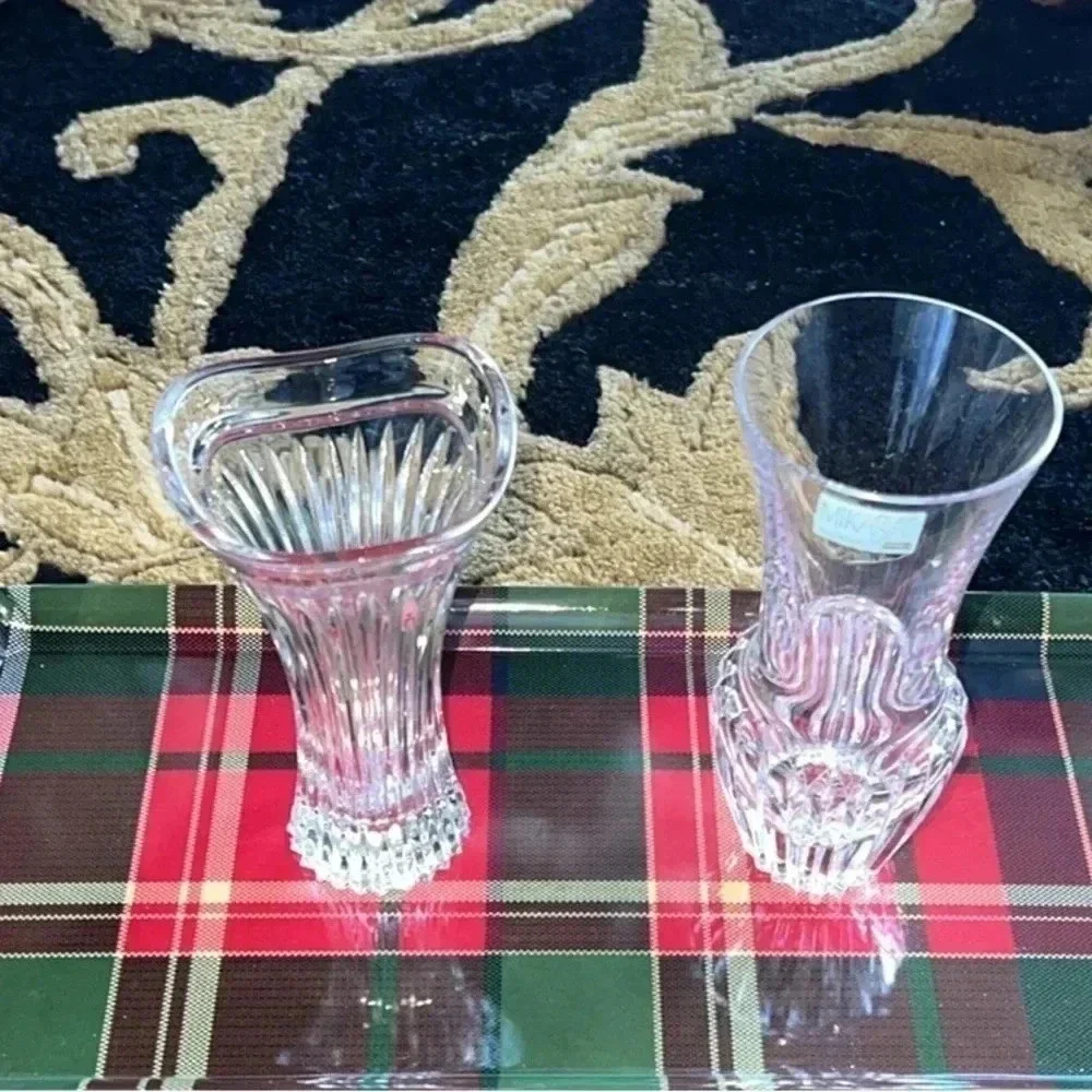 MIKASA CRYSTAL 2 Mini Bud Flower Vases Set of Two